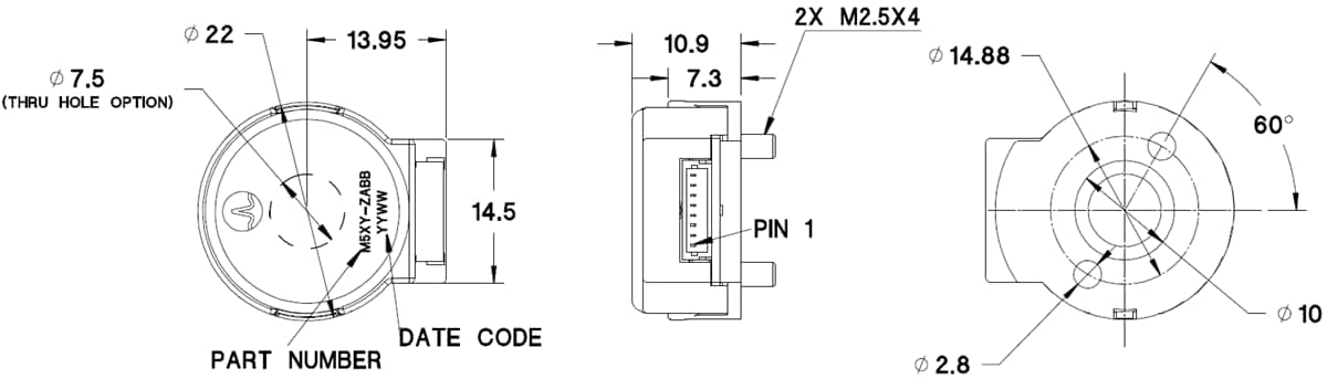 Mechanical Drawing - Broadcom AS22 Series Kit Encoder Solution