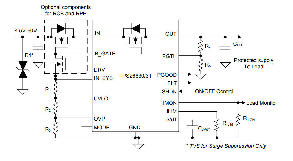 Schematic - Texas Instruments TPS2663x Surge Protection Industrial eFuses Schematic - Texas Instruments TPS2663x Surge Protection Industrial eFuses