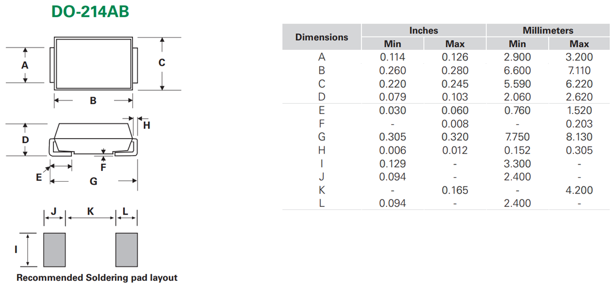 Mechanical Drawing - Littelfuse Pxx00S3G-A SIDACtor® Protection Thyristors