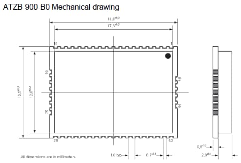 Atmel ZigBit ATZB-900-B0 Dimensions